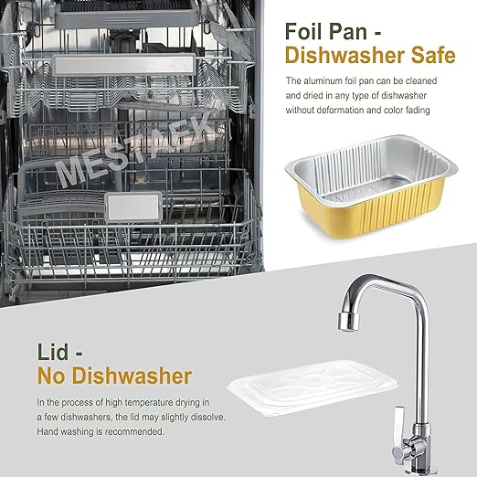 11" x 7.7" Heavy-Duty Aluminum Foil Pans with Snap-On Lids, 112oz, 5 Pack – Extra-Thick Disposable Foil Containers for Oven, Baking, Freezer & Food Storage