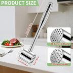 2-in-1 Real 316L Stainless Steel Meat Tenderizer Mallet Hammer,1.09lb Heavy Duty Meat Tenderizer Tool with 19 Sharp Spikes for more Flavor,Professional Meat Pounder,Dishwasher Safe & Long-Lasting