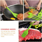 SUPVOX Silicone Kitchen Utensil Set 5pcs Green Baking Tools with Egg Whisk and Scraper Non-stick Heat Resistant Cooking Gadgets for Home Baking and Food Preparation