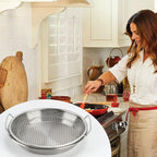 Oil Filter Tray, Stainless Steel Mesh Drain Basket Colanders Air Fryer Accessories for Fried Food Draining Rack Barbecue Grill Tray Net Draining Pan Strainer for Vegetable Dessert (10.2 Inch)
