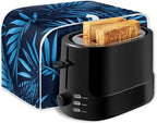 JEOCODY Large 2 Slice Blue Weed Decorative Toaster Bread Maker Cover - Quilted Dust-proof Cover with Fingerprint Protection