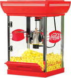 Nostalgia Coca-Cola Popcorn Maker - 48-Inch Vintage Movie Theater Style Cart with 2.5 Oz Kettle, 10 Cup Capacity, Lighted Interior, Storage Compartment, and Wheels - Red