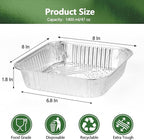 Thickened 20 Pack Heavy Duty Aluminum Pans, 8x8 Small Disposable Aluminum Baking Pans, Square Tin Foil Roasting Tray for Cooking, Meal Prep, Catering, Events, Carton Packaging