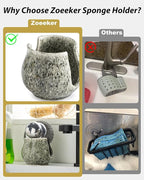 Ceramic Sponge Holder, Kitchen Sponge Holder Sink Caddy Organizer Dish Rack for Kitchen Sink Suction, Bathroom, Brush, Special Gray