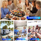 Raclette Grill, Raclette for 8 People, 1300W Electric Grill with 1 Reversible Non-stick Grill Pan & 8 Mini Raclette Cheese Pans & 1 Wooden Spatula, for Indoor Family Barbecue & Party