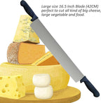 Cheese Knife 16.5 Inch - MATTSTONE HILL Large Cheese Knife With Double Handles, Cheese Cutter, Polypropylene Handle, Black