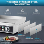 IRONWALLS Electric Griddle Nonstick 22 Inch, Stainless Steel Commercial Griddle for Indoor & Outdoor, 2-IN-1 Half Flat Top Griddle Grill for Restaurant & Home, 122℉-572℉ Adjustable Temperature