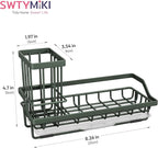 SWTYMIKI Sink Caddy Sponge Holder - Kitchen Sink Organizer with High Brush Holder for Countertop to Hold Dish Soaps and Sponges, Stainless Steel, Green