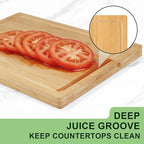 Bamboo Cutting Board for Kitchen, Thickened Chopping Board with Juice Groove & Handles, Large Double Sided Butcher Block for Meat, Vegetables & Charcuterie Serving, 17x12x1 Inch