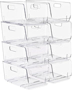 Sorbus Stackable Storage Bins Open Front, Clear Stackable Storage Bins, Pantry Bins for Storage and Organization, Acrylic Stackable Bins for Kitchen, Clear Pantry Organizer Bins (Medium 8 Pack)