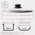 11 Inch Pan Lid, Frying Pan Lid, Fry Pan, Skillet Lid, Pot Cover with Handle, Tempered Glass Cover, 11"