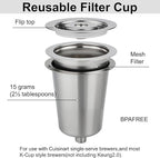FIRJOY Stainless Steel Reusable Filter Cup, Compatible with Cuisinart SS-RFC HomeBarista Coffee Makers (1 Pack)