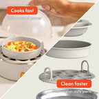 bella Electric Egg Cooker, 7 Eggs Capacity Tray, Single Stack, for Poached, Scrambled, Hard, Medium & Soft Boiled Eggs, Omelets and Steamed Dumplings, Auto Shutoff, 360 Watt, Oatmilk