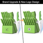 imarku® Knife Set with Block, Sharp Knife Sets with Built-in Sharpener, Japanese Stainless Steel Kitchen Knife Set with Non-Slip Ergonomic Handle, Dishwasher Safe, Best Holiday Gift, Teal Green