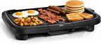 COOK WITH COLOR Electric Griddle 1200W, Nonstick Surface for Pancakes, Burgers, Eggs & More, Removable Temperature Control, Slide-Out Drip Tray, 10" x 16" Cooking Area, Black