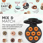 Mini Donut Maker,Electric Mini Doughnut Maker Machine, Makes 7 Mini Donutss, Non-Stick Mini Donut Machine, Easy Clean Doughnuts Maker Kit red (Pink)