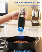 CIRCLE JOY Gravity Electric Pepper Grinder Salt Grinder Pepper Griner Mill Electric with LED Light, Battery Operated, Adjustable Coarseness, Washable 135ml Container, 1 Pcs