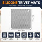 Silicone Trivet Mats 4 Heat Resistant Pot Holders Multipurpose Non-Slip Hot Pads for Kitchen Potholders, Drying mat, Jar Opener, Spoon Holder, Coaster.(Light Grey)
