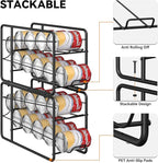 MOOACE 4 Pack Can Dispenser Rack, Stackable Soda Can Organizer Holder for Canned Food Storage Kitchen Cabinet Pantry Countertop, Black
