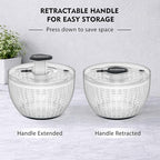 Ourokhome 6.3 QT Salad Spinner with Fully Removable Lid, Large Lettuce Dryer with One-Hand Press Pump, Instant Stop Brake Button and Retractable Handle, Vegetable Washer & Spinner for Greens and Herbs