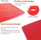 Liflicon Silicone Thick Cutting Boards Mats Set of 3pcs Foldable & Flexible Design Juice Grooves Easy Grip Handle Dishwasher Safe for Kitchen,BPA free Silicone Cutting Boards/Mats-Red