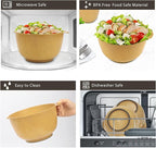 BoxedHome Dressing Bowl Set Red Pine Fiber Salad Bowls Non-Slip Stackable Kitchen Bowls 4 Piece Set Purely natural, made of natural fibers(Deep yellow)