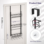 SWTYMIKI 3-Tier Water Bottle Organizer - Over the Door Stanley Cup Holder - Cup Rack with Hooks for Door or Wall Mount Option- Tumbler Organizer Storage Display for Kitchen Dorm Office RV, Black
