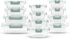 JoyJolt 24pc Borosilicate Glass Storage Containers with Lids | 12 Airtight/Freezer Safe Food Storage Containers for Pantry and Kitchen | Meal Prep Container for Lunch | Glass meal Set