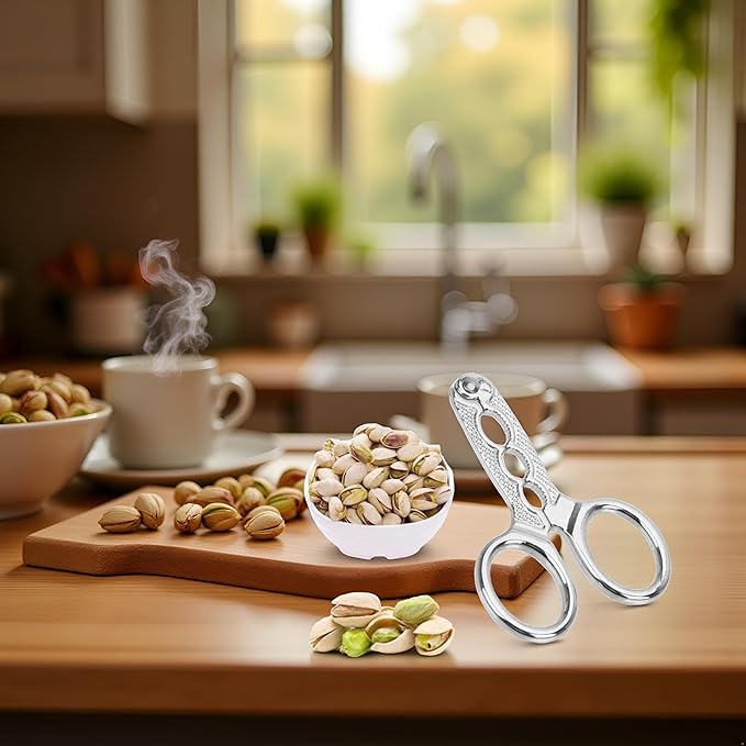 Silver Nuts Pistachio Sheller Opener Kitchen Tools Stainless Steel Nutcracker Multi-Function Walnut Pine Sheller Opener Nut Crackers Specialty Tools and Gadgets