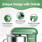 Kitchen in the box Stand Mixer - 8.5 Quart Mixing Bowl with Handle, 900 Watt Heavy Bread Dough Standing Mixers Tilt-head with Dough Hook, Whisk, Flat Beater and Splash Guard (Green)