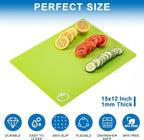 5 Pieces Flexible Plastic Cutting Board Mats with Food Icons, BPA Free Cutting Boards for Kitchen, Non Slip Cutting Mat for Meat and Vegetables (Red, Bright Yellow, Light Green, Purple, Lake Blue)
