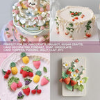 4 Pcs Strawberry Baking Mold Fruit Silicone Fondant Mold Strawberry Leaf Flower Chocolate Molds DIY Cupcake Molds for Candy Jelly Clay Ice Cream Soap Cake Topper Decoration