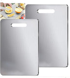 100% Pure Titanium Cutting Board Set of 2, Food-Grade Titanium Cutting Boards for Kitchen Dishwasher Safe, Double-Sided Metal Charcuterie Chopping Board Mat for Meat, Cheese & Fruit (XL+XL)