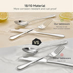 40-Piece Silverware Set for 8, 18/10 Stainless Steel Flatware Set, Heavy Duty Mirror Polished Cutlery Set, Dishwasher Safe Kitchen Utensils for Home Restaurant, Wedding Gift - HIKAA