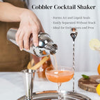 X Home Bartender Kit with Stand, Cocktail Shaker Set for Enthusiasts and Beginners | Includes Martini Shaker, Easy-to-Measure Jigger, Hawthorne Strainer, Mixing Spoon and More, Bartender Kit Gifts