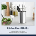 OCS Parts 6.75-Inch Kitchen Utensil Holder | Stainless Steel Dishwasher Safe Kitchen Countertop Organizer