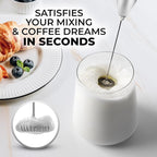 Zulay Powerful Milk Frother for Coffee with Upgraded Titanium Motor - Handheld Electric Whisk, Foamer, Mini Mixer and Coffee Blender for Latte, Matcha, No Stand - Silver/Black