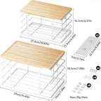 2 Pack Extra Large Stackable Pantry Organizer,Wall Mount Garbage Bag Holder Dispenser with Bamboo Top for Kitchen Laundry Room Organization,White