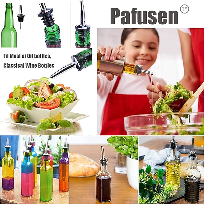 Pafusen 24 Pack Liquor Bottle Pourers, Liquor Pour Spout for Liquor Bottles, Stainless Steel Olive oil Dispenser Spout, Alcohol Pourer Dust Caps Covers Fixed, Rose Gold