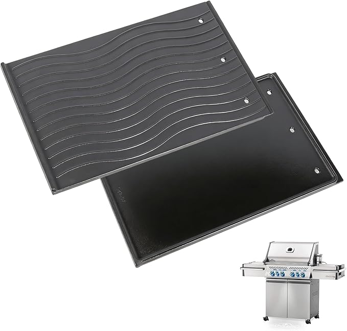 SafBbcue 56040 56041 Reversible Griddle Compatible with Charcoal/Gas Grills Napoleon Prestige 500 Pro 500 Parts Napoleon Built-In/LEX Series Grills, Compatible with Charbroil, Traeger, Pit Boss Grill