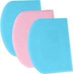 SURDOCA Dough Scraper Bench Scraper - 3P 8.3x5.5" Plastic Flexible Bowl Scraper, Sharp Edge & Angles Cake Scraper. Non-Slip Bakeware Decorating Tools Sculpting & Modeling Tools - Blue+Pink+Blue