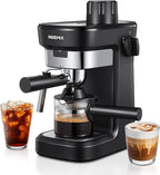 Reemix Espresso Machine 6 Bar, Rich Crema Coffee Maker, Auto Pressure Relief, Compact Home Coffee Brewer Machine, Black