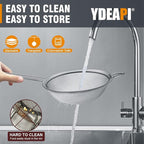 Ydeapi 8.6" Large Fine Mesh Strainer with Handle, Metal Food Strainers for Kitchen, Sieve Fine Mesh Stainless Steel for Rice, Quinoa, Pasta, Noodles