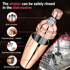 24oz Cocktail Shaker Set Martini Shaker Set Bartender Set with Margarita Mixer Drink Shaker, Measuring Jigger and Mixing Spoon - Professional 18/8 Stainless Steel Bar Tools (Rose Gold)