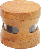 4-Piece Spice Grinder with Magnetic Lid, Resin Wood Grain Grinder with Integrated Screen & Transparent Storage Chamber, Manual Kitchen Seasoning Grinder
