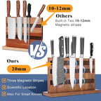 ENOKING Extra Large Magnetic Knife Block, 15.2-In Acacia Wood Knife Holder for Home Kitchen, Universal Knife Holder Stand with Strong Enhanced Magnets for Safe and Multifunctional Knife Storage
