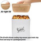Goaste 2 Sizes Metal Cookie Jars with Lid, 101 & 54 OZ White Candy Cookie Tins, Decorative Food Storage Containers, Vintage Cookie Canister with Wide Opening for Kitchen Counter, Pantry, Gift Giving