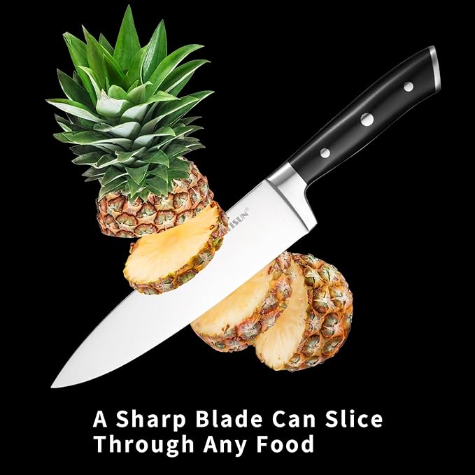 Knife Sets 15 Pieces for Kitchen with Block, German Stainless Steel Kitchen Knife Set, ABS Ergonomic Handle Chef Knives, and Shears for Chopping, Slicing and Cutting