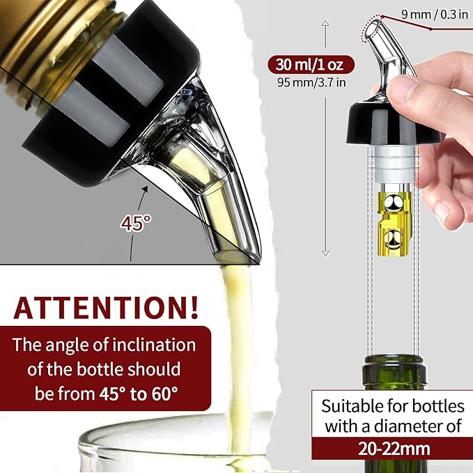 SuproBarware Automatic Measured Bottle Pourer Liquor Bottle Pourer Quick Shot Dispenser 1oz Liquor Pour Spout for Alcohol,Wine,Spirits, Home Bar Kitchen Tools 40 Pack