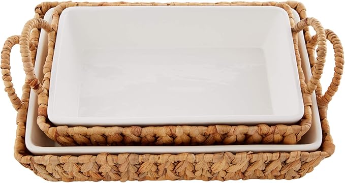 Mud Pie Hyacinth Basket Set, small baker 7" x 11" | large baker 13" x 18 1/2"